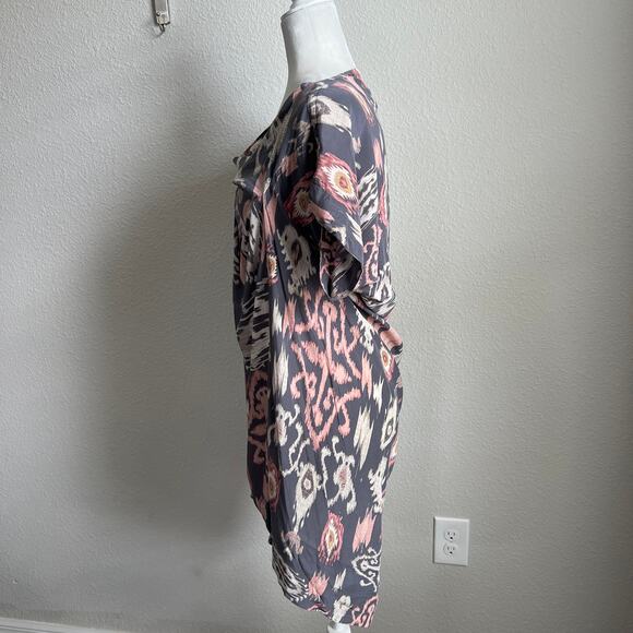 All Saints Spitalfields Audrina Ikat Silk Tunic Dress Women's 8 Gray Mini - Picture 3 of 8